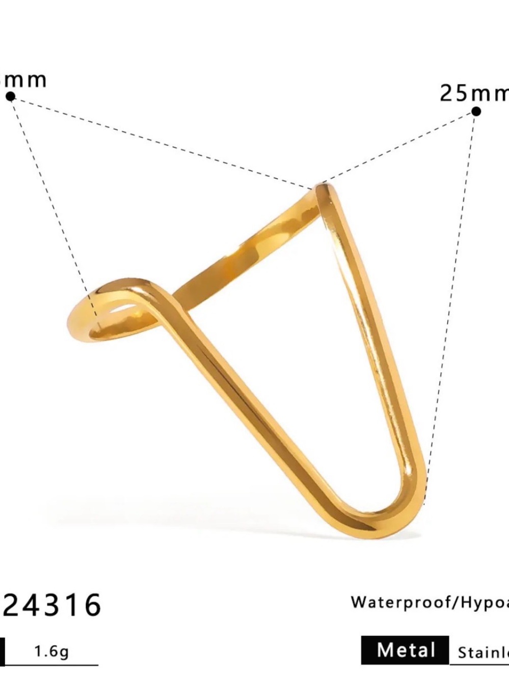 18k gold plated unique stackable ring for women
